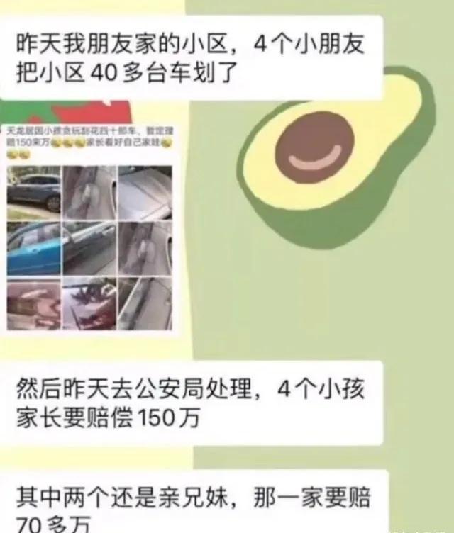 4小孩劃數(shù)十臺(tái)車被索賠150萬 媒體:用法律倒逼教養(yǎng)